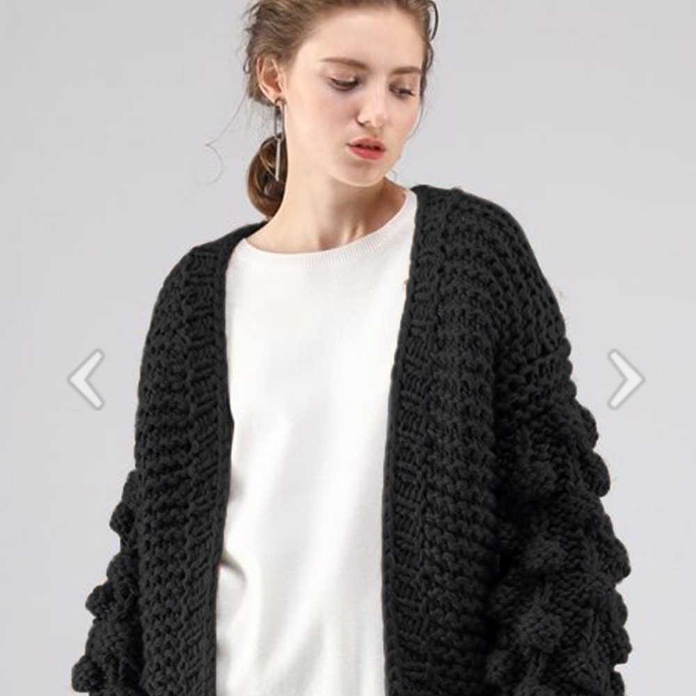 Chunky Knit Black Cardigan